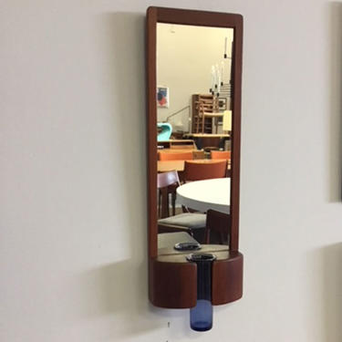 HA-12000 Randers Teak Mirror with Holmegaard Bud Vase