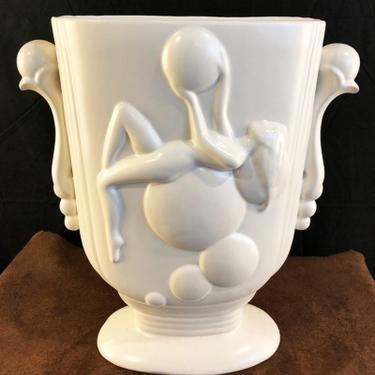 Pacific Pottery Co. White Vase Nude Bubble Girl Figure Art Deco Circa1930s