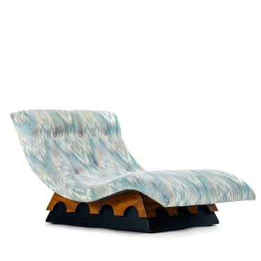 Original Sky Blue Chevron Pattern Wave Lounge Chair by Adrian Pearsall for the Strictly Spanish Line, USA 