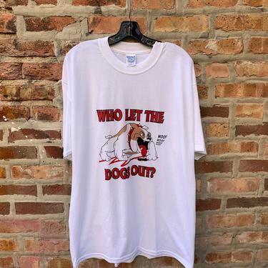 Vintage Y2K Who Let The Dogs Out T-Shirt Size XL Deadstock Baha Men Sisquo Miami Bass 