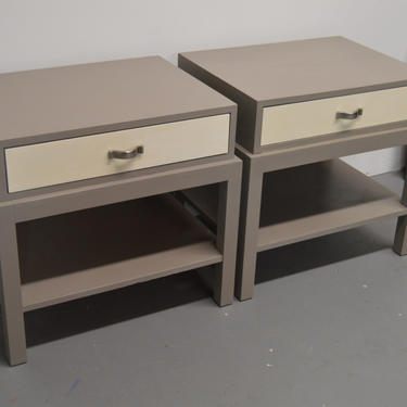 Pair of Night Stands - painted in grey and old white (French linen and antique white) by Unique
