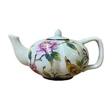 Contemporary Beige Almond Flower Painting Teapot Shape Display ws1832E 