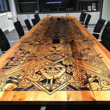 Custom Reclaimed Wood Tables made to order (black art design not included) 
