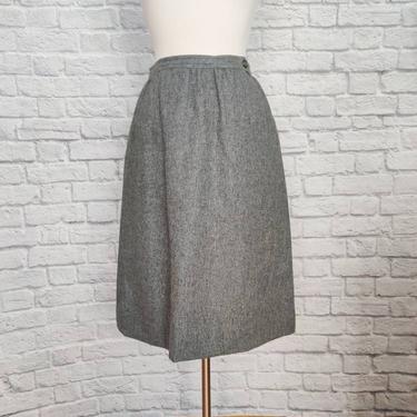 Vintage Grey Wool Skirt with Pockets // High Waisted Gray A-Line Skirt 