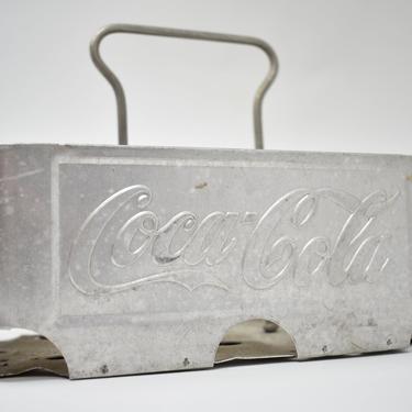 Vintage Aluminum Coca Cola Glass Bottle Carrier | 6-Pack Holder | 1950s Coke | 1940s Coca Cola Memorabilia | Coke Collectible Advertisement 