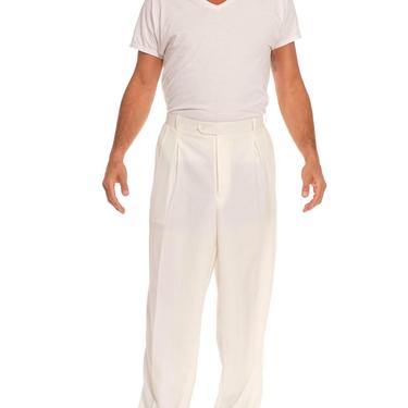 1970S White Polyester Crepe Pants 