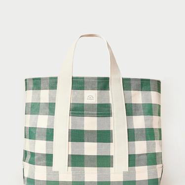 Bodie Oversized Open Tote - Green Gingham
