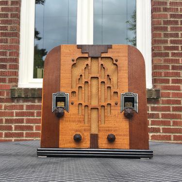 1934 Crosley Dual Sixty Tombstone Radio, Art Deco AM/Shortwave, Model 181, Full Elec Restoration 