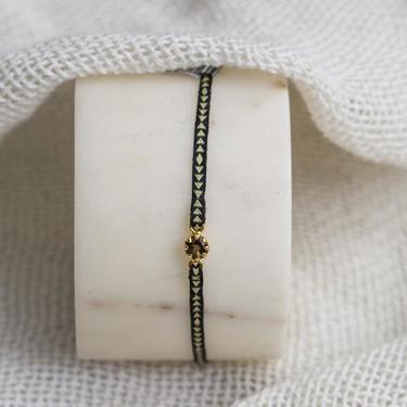 Prong Set Stone Gold Vermeil Charm Woven Bracelet