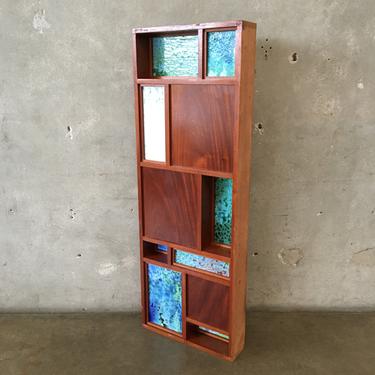 Glass And Wood Double Sided Shelving Unit