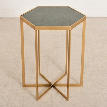 Green and Gold Hexagon Side Table 