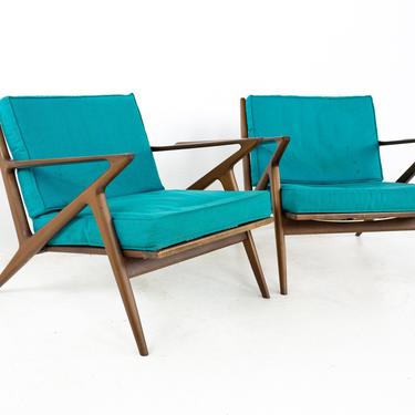 Poul Jensen for Selig Mid Century Z Lounge Chairs - A Pair - mcm 