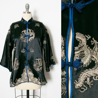 1950s Jacket Chinese Silk Embroidered Robe S 