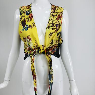 Jean Paul Gaultier Femme Tie Front Floral Vest Back Top