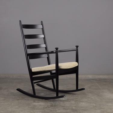Danish Modern Rocking Chair Eilersen Black with Custom Upholstery 