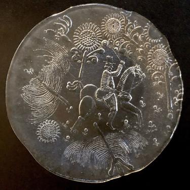 Kosta Boda Goran Warff Dalom Glass Platter Plate 10”D Mid Century Danish Modern Style 
