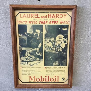 1933 Laurel & Hardy Mobil Oil Ad