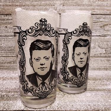 Vintage JFK Inaugural Glasses, President John F Kennedy Glassware, Amtsfield Presidential Drinking Glasses, Political Historical Memorabilia 