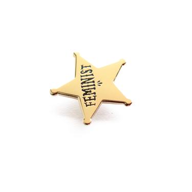 Feminist Star Enamel Pin - Gold Lapel Pin // Hard Enamel Pin, Cloisonn, Pin Badge 