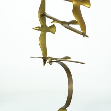 Curtis Jere Four Brass Birds Sculpture - mcm 
