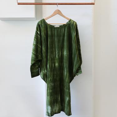 NaSuma Tie Dye Batwing Forest Green Dress