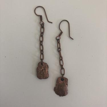 Copper Chip &amp; Chain Earrings