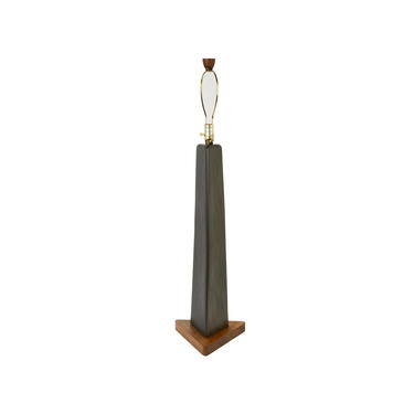 Martz Lamp Tall Triangular Ceramic and Teak Lamp  Marshall Studios Mid Century Modern 