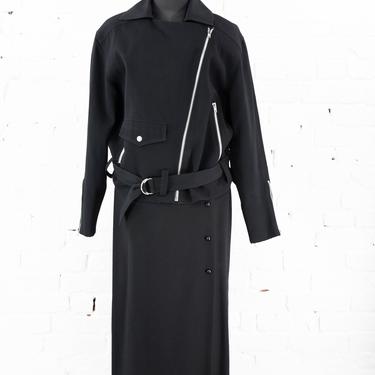 1980s Black Wool Zipper Coat | 80s Black Wool Zipper Jacket | Theodore Beverly Hills | Large 