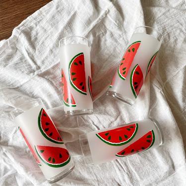 Vintage Libbey Watermelon Frosted Tom Collins Glasses | Set of 4 | Vintage Glassware | Vintage Barware | Mid Century | Summer Glassware 