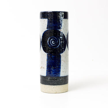 Inger Persson, Rorstrand Studio ceramic vase, blue, black and white.