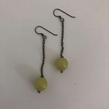 Green Jade Chain Earrings