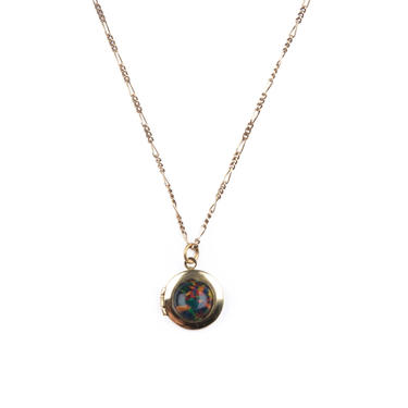 Black Opal Locket Necklace