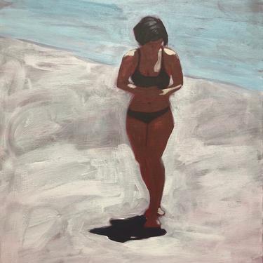 Woman on beach #3  |  Original Acrylic Painting on Canvas 16
