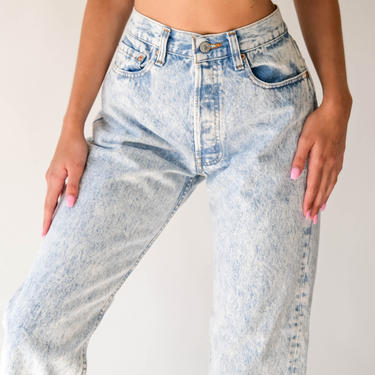 Vintage 80s Levis 501 Light Acid Wash Button Fly High Waisted Jeans | Made in USA | Size 31x30 | 1980s LEVIS Acid Wash Denim Unisex Jeans 