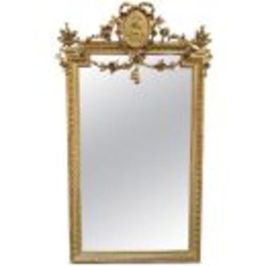 Antique Carved and Giltwood French Louis XVI Mirror