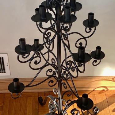 Vintage Black Wrought Iron Floor Standing 13 Candle Candle Holder 