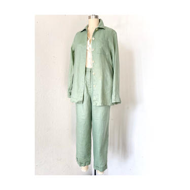 Pistachio Green Linen Suit, 2-piece suit Ralph Lauren, Pant suit for women, green slacks, Sz 6 