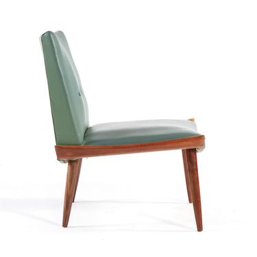 Mid Century Mccobb Style Slipper Chair by Kroehler in Original Green Fabric 