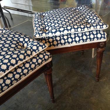 SOLD - Pair of French tufted foot stools