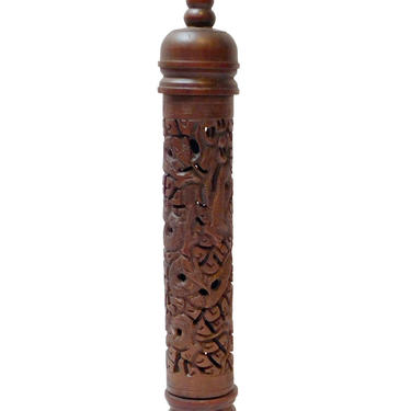 Chinese Wood Carved Scenery Column Shape Incense Holder Display Art cs3831E 