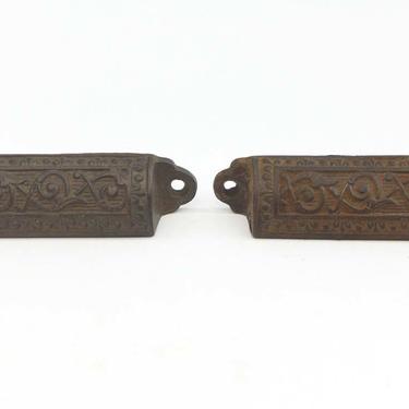 Pair of Victorian 4.25 in. Cast Iron Cup Bin Pulls