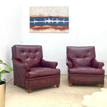 Burgundy Leather Club Chairs