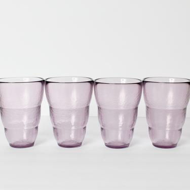 Vintage Glassware, Purple Glassware, Purple Glasses, Plum Glass, Water Glasses, Wine Glassware, Tumblers, Wine Glasses, Set of 4 