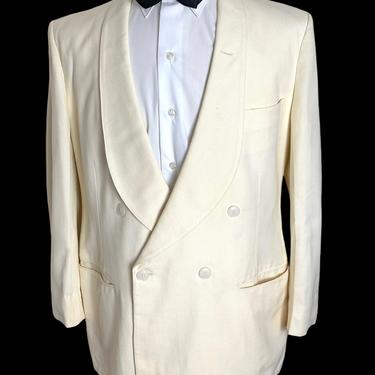 Vintage 1930s PALM BEACH Double Breasted Jacket ~ size 40 to 42 R ~ Blazer / Suit / Sport Coat ~ Shawl Collar ~ Art Deco ~ Spring / Summer 
