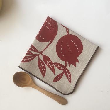Linen Napkin Pomegranate, Kitchen, Winter handprinted homegoods 