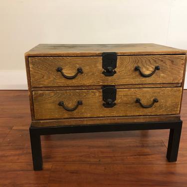 Japanese 2 Drawer Tansu Chest on Stand 