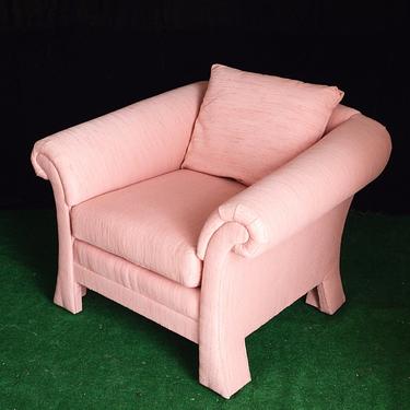 vintage 80s does Deco salmon pink armchair 