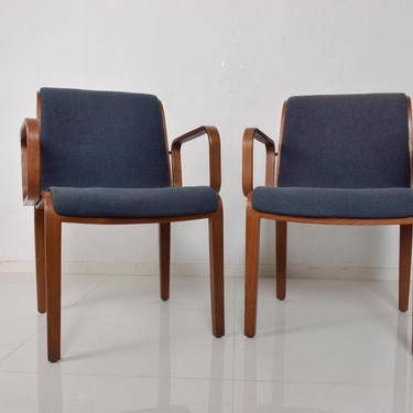Pair of Midcentury KNOLL BentWood Arm Chairs by BILL STEPHENS 1970s 