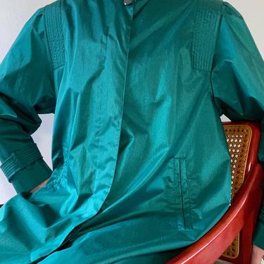 vintage emerald green raincoat size large 