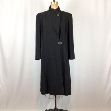 Vintage 40s coat | Vintage black wool curly lamb coat | 1940s black Bullocks winter coat 